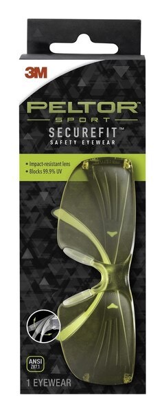 Peltor Sport SecureFit Safety Eyewear SF400-PA-9, Amber/AF Lens