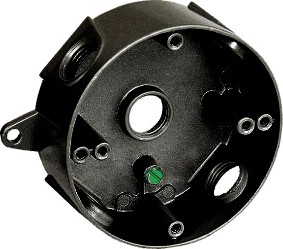 Weatherproof 4″ Round Box Five 1/2″ Holes Weather Resistant BLACK Metal Outdoor