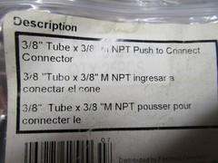 3/8″ Tube x 3/8″ M 22.5mmH NPT Nickel Plated Brass DynaFlo PTC Connector QTY 2