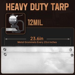 Tarp Heavy Duty 8×20 FT, 12 Mil Thick Large Tarps Water-Proof with Grommets, …