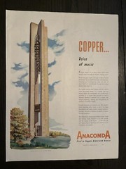 ANACONDA COPPER STEEL BRASS DEEDS CARILLON DAYTON OHIO VINTAGE PRINT AD 1950