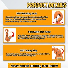 4 Ton Snatch Block with Hook, 4.5″ Sheave for 1/2″ Inch Wire Ropes,Heavy Duty…