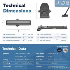 Customizable Hydraulic Door Closer – Durable Black Aluminum Commercial Solution
