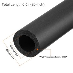 16mm ID 5mm Thick 0.5m Length Foam Grip Tubing Handle Grips Black