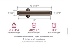 Lawrence LH816 Cast Aluminum Commercial Door Closer Duronotic Bronze Heavy Duty