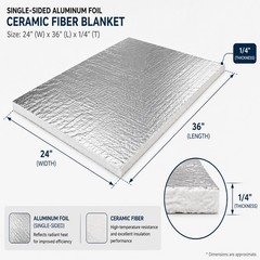 Ceramic Fiber Blanket with Aluminum Foil for Pizza Ovens,Wood Stove Baffle