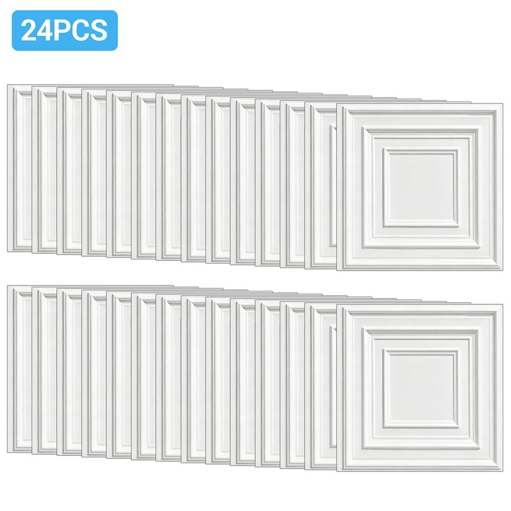 24PACK PVC Drop Ceiling Tiles,24x24in 3D Wall Panels for Office Room Decoration