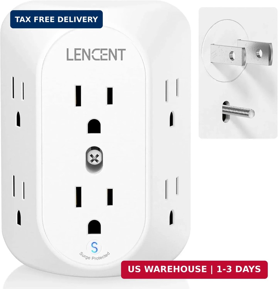 2 Prong Surge Protector Power Strip,2 Prong to 3 Prong Grounding Outlet Adapter,