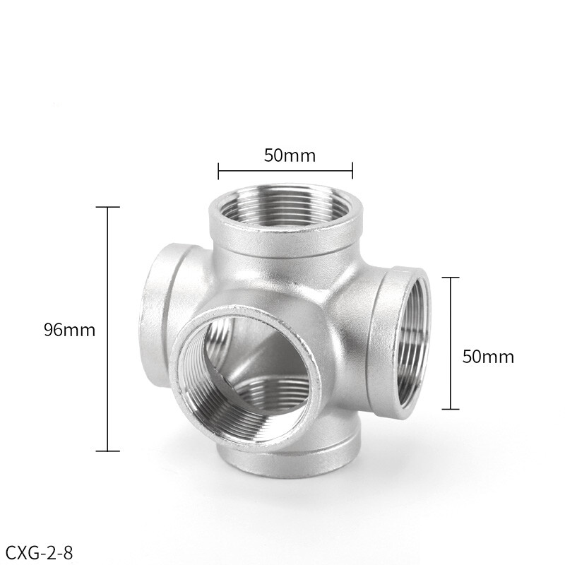 Stainless Steel Pipe Fitting Thread Stereo 5 Way Fitting Connector 1/4″ – 2″