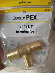 36PK Apollo APXT1134 1″ x 1″ x 3/4″ Brass PEX-B Barb Reducing Tee, New Open Box,