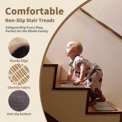 Non-Slip Carpet Stair Treads 1PCS, 30″x30″ Peel and Stick Stair Runner for Woode