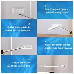 Reinforced Storm Door Closer Bracket Kit, Heavy-Duty Screen White
