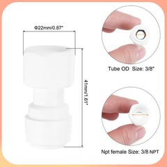 Pack of 5 Straight 3/8″ Female to 3/8″ Tube OD Tube Fittings, with Rubber Rings