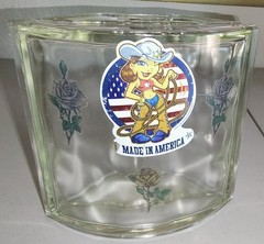 Vintage Art Deco Curved Glass Block w/Cowgirl Sticker ~ 7.75 X 7.75″ WAVY