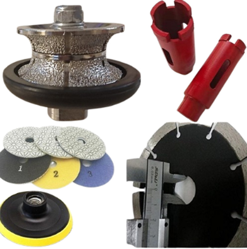 V20 Stone countertop Fabrication Kit Router Bit Core Drill blade Polishing Pads