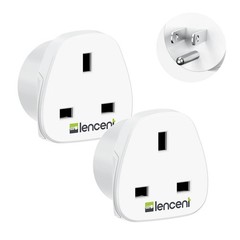 LENCENT UK to US America Plug Adapter, 2 Pack Grounded USA Visitors White