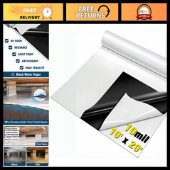 10Mil Vapor Barrier for Crawl Space – 10FT x 20FT Heavy Duty Plastic Sheeting, M