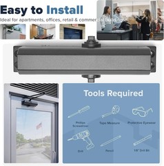 Customizable Hydraulic Door Closer – Durable Black Aluminum Commercial Solution