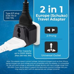 OREI European Adapter Plug, Travel 4 Pack, Type E/F – Germany/France (Schuko)
