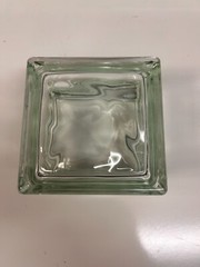 Reclaimed Architectural Wavy Glass Block, Green Border. Made in West Germany