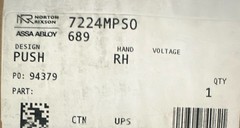 Norton Rixson 7200 Series Multi-Point Hold Open Door Closer RH Gray 7224MPS0
