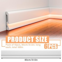 6 Pcs Baseboard Molding with LED Duct 2.6FT/0.8M White Baseboard Molding for …