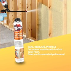 Kraken Bond FastCoat Spray Foam 16 Boxes (192 Cans) Class A Fire Rated No Gun