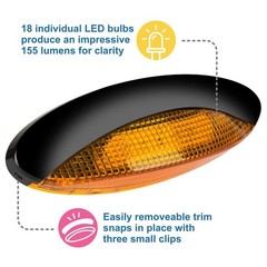 Lumitronics RV LED Euro-Style Porch Light, Amber Lens (Black) (Pack of 2) Black