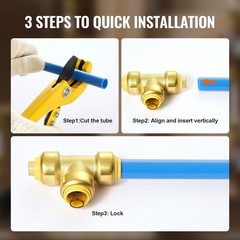 Pipe Fittings 1/2″ X 1/2″ X 1/2″ 12PCS Push-Fit Tees Brass Fittings