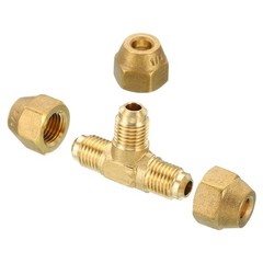1/4″ x 1/4″ x 1/4″ Brass Fitting Flare Tee Tube Fitting with Nut