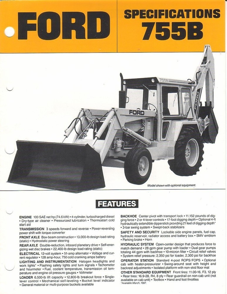 Equipment Brochure – Ford – 755B – Tractor Loader Backhoe – c1980’s (EB377)