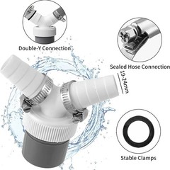 Y Type Connector for Washing Machine Drainage with Stainless Steel Clamps