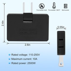 Romeda 3 Pack AC Flat Wall Outlet Extender Plug Adapter 3 Piece, Black