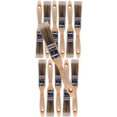 12 Pack – 1″ Flat Brushes for All Latex and Oil Paints & Stains