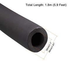 Foam Tubing 28mm ID 46mm OD 1.8m Long HVAC Pipe Insulation Tube Cover Black