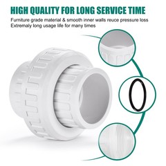 1-1/4″ PVC Union Coupling Pipe Fitting,1-1/4″ Slip 1-1/4 inches, White