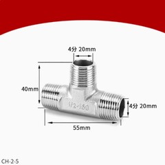 Stainless Steel Tee Pipe Fitting Female/Male Thread Connector 1/4″ 3/8″ 1/2″3/4″