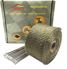 Heat Shield Insulation with Ties for Pipe 16′ Roll Titanium Motorcycle Exhaust T