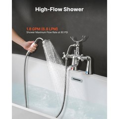 Deck Mount Clawfoot Tub Faucet with Handheld Shower, 360° Spout, 59 – Inch Hose