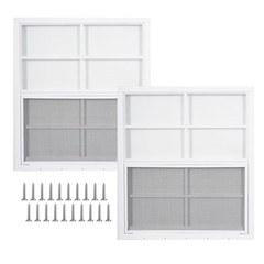 Mhirmosy 2 Pcs 24X27 White Shed Windows Tempered Glass Fiberglass Screen –