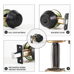 Double keyed Deadbolt Lock – Keyed on Both Sides, 2-Way Adjustable Cylinder D…