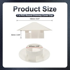 3″ Chimney Cap Roof Vent Cap Cowl Rain Cover Air Vent Cap White