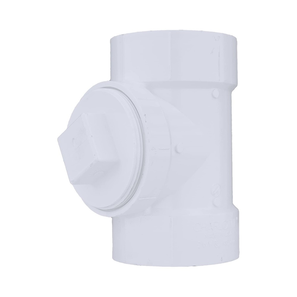 CHARLOTTE PIPE 4 DWV CLEANOUT TEE with Plug 4 Inch ( Each Qty: 1 ), White