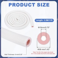 11ft Length White/Pink HVAC Copper Pipe Insulation Foam Tube 3/4″ ID Pipes