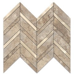 Yipscazo 10-Sheet Herringbone Backsplash Peel And Stick Tile Beige Stone Mixed