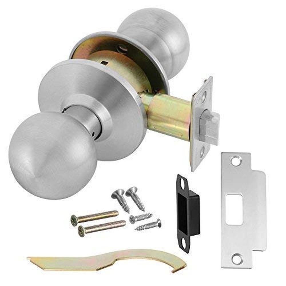 Lawrence Door Knob Cylindrical Lock Passage Function-No Keys Satin Stainless …