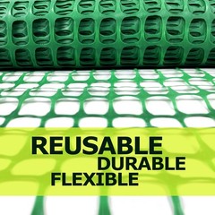 Ashman Plastic Mesh Fence, Construction Barrier Netting, Green, 100 FT, Green