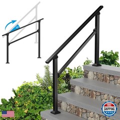 FOYUEE 4 Step Wrought Iron Handrails for Concrete Steps