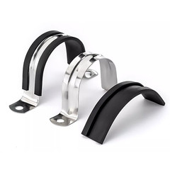 Rubber Lined U Type Clips 6~80mm Cable Mounting Hose Pipe Clamp Stainless Steel