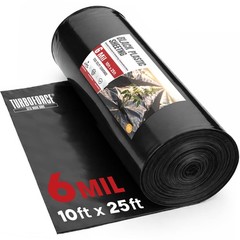 6 Mil Black Plastic Sheeting 10 x 25 Heavy Duty Waterproof UV Resistant
